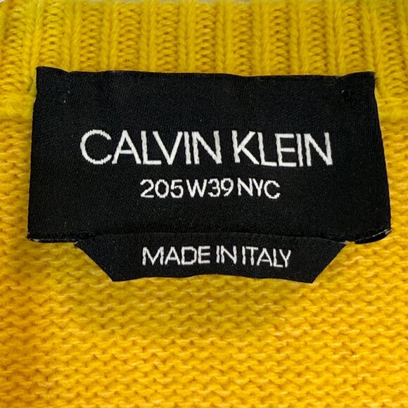 Calvin Klein Italian Wool Yellow Sweater V-Neck Made in Italy Medium - Picture 7 of 11
